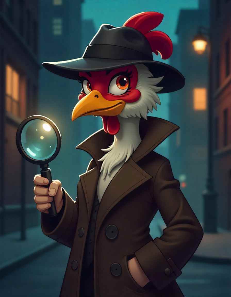 Portrait of SherlockChick, the chicken detective